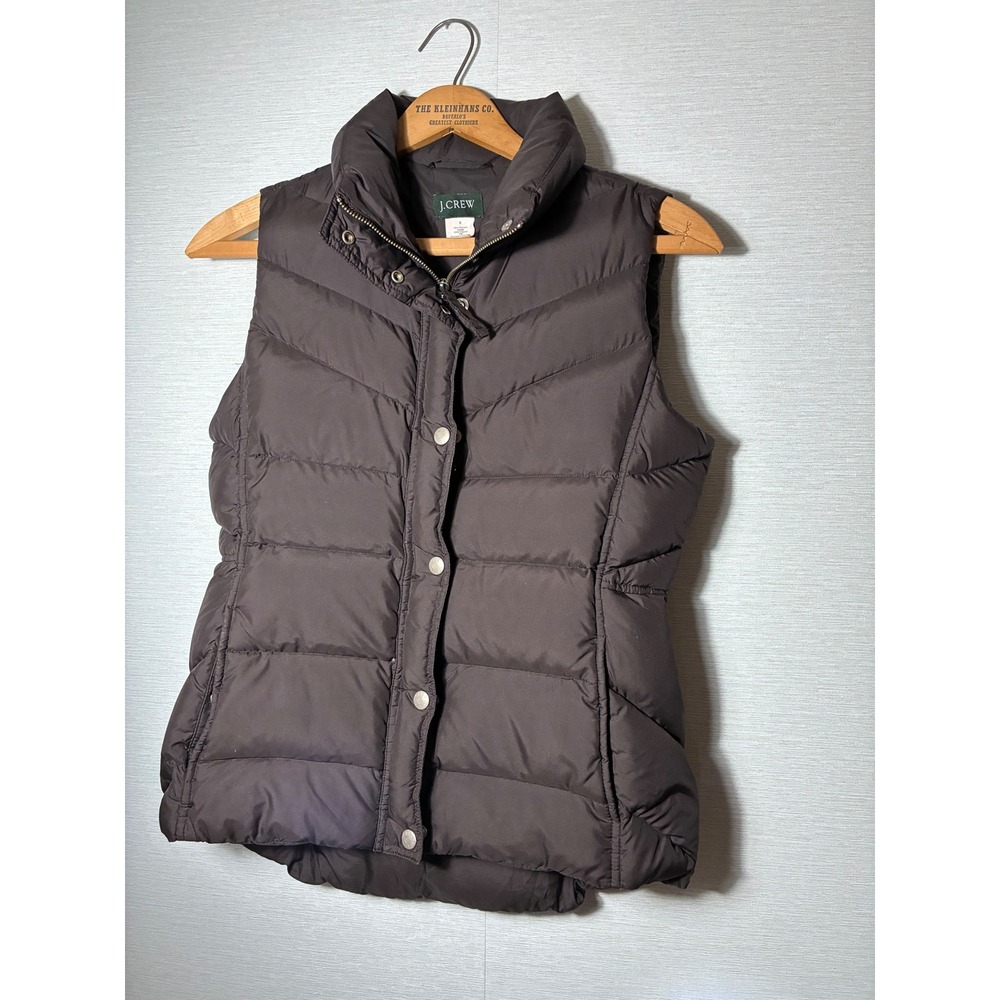 J.Crew Womens Down Puffer Vest Brown Chevron Quilted Sleeveless Jacket 79405 S